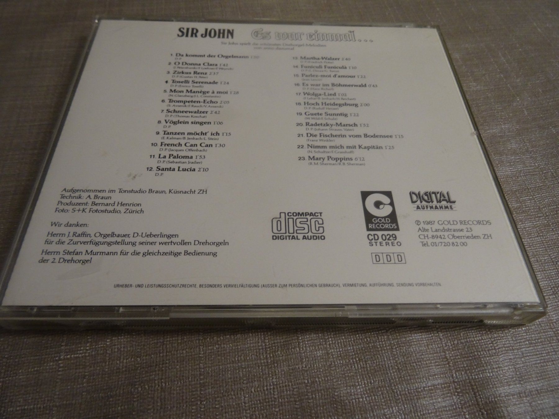 CD: Sir John CD - Drehörgelmelodien CD – Usato da Olten venduto da Disc-Ausverkauf 1