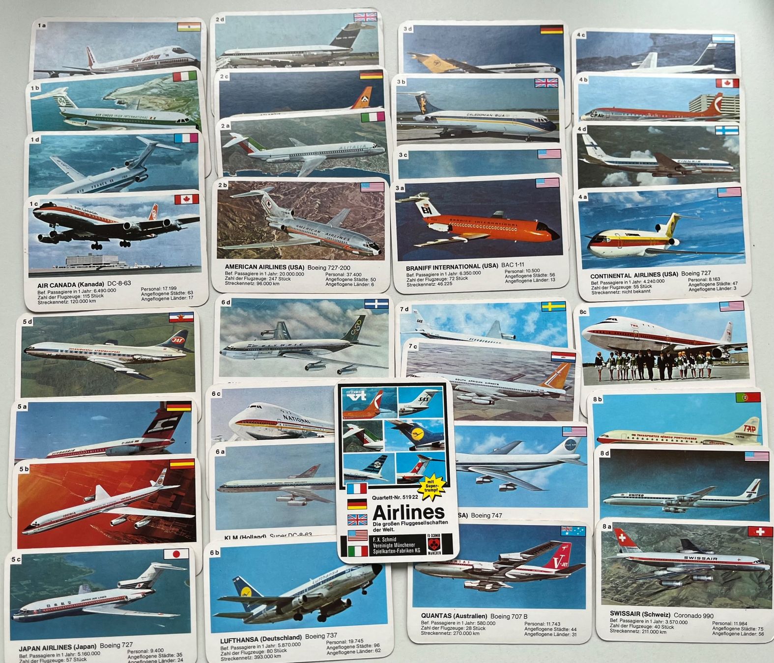 Giochi: Quartett Airlines Fluggesellschaften der Welt. FX- SCHMID – Usato da Ostermundigen venduto da DaxKarten-75 3