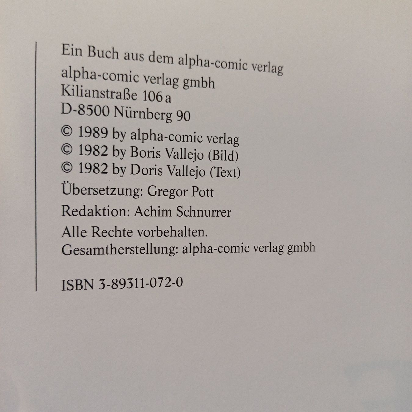 Libri: Mirage Boris Vallejo alpha - comic verlag – Usato da Merenschwand venduto da Brockinell 1