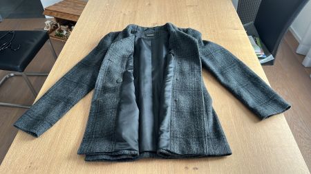 Damen Winter Mantel Grau Kariert, Grösse 38, Top Zustand!