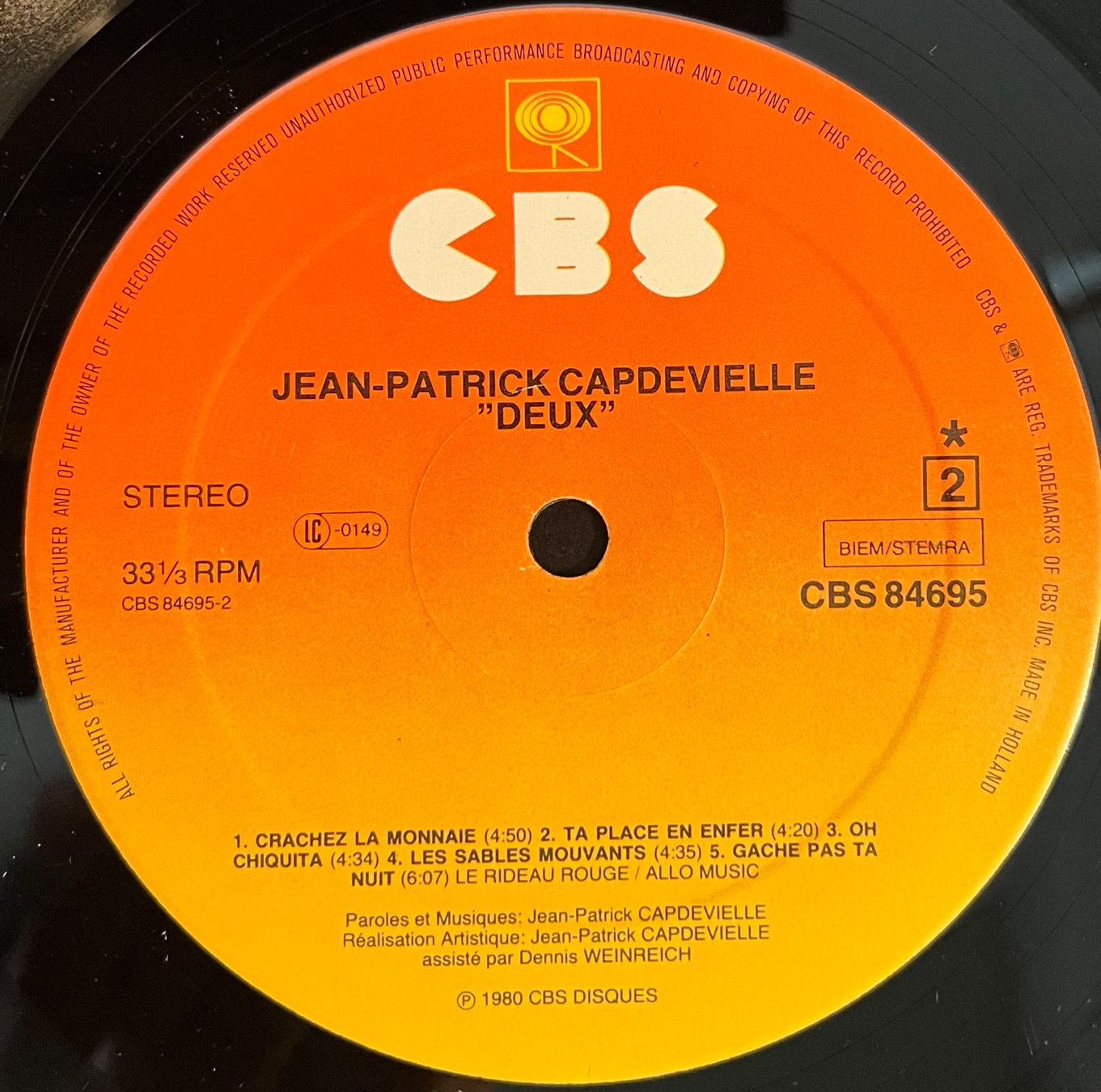 Vinyles: JEAN-PATRICK CAPDEVIELLE - 2 - 33 Tours – D'occasion à Bussigny par vinyl-pas-cher 3