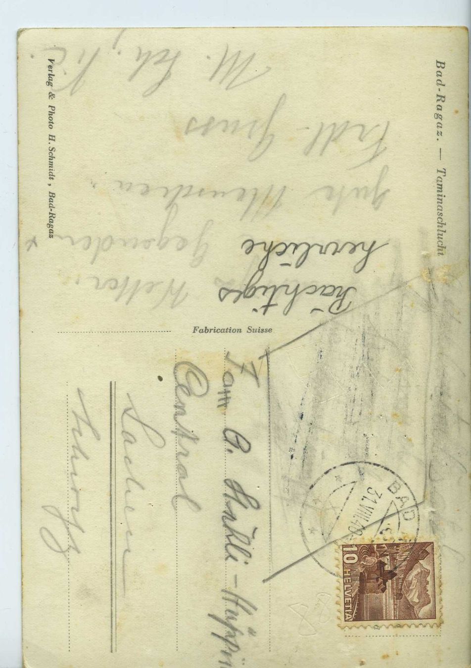 Cartoline postali: Bad-Ragaz - Taminaschlucht – Usato da Schleitheim venduto da Pmschlaate 1