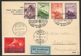 Flugpost Schweiz 1935 Wien Schönbrunn Zürich Basel Luftpost
