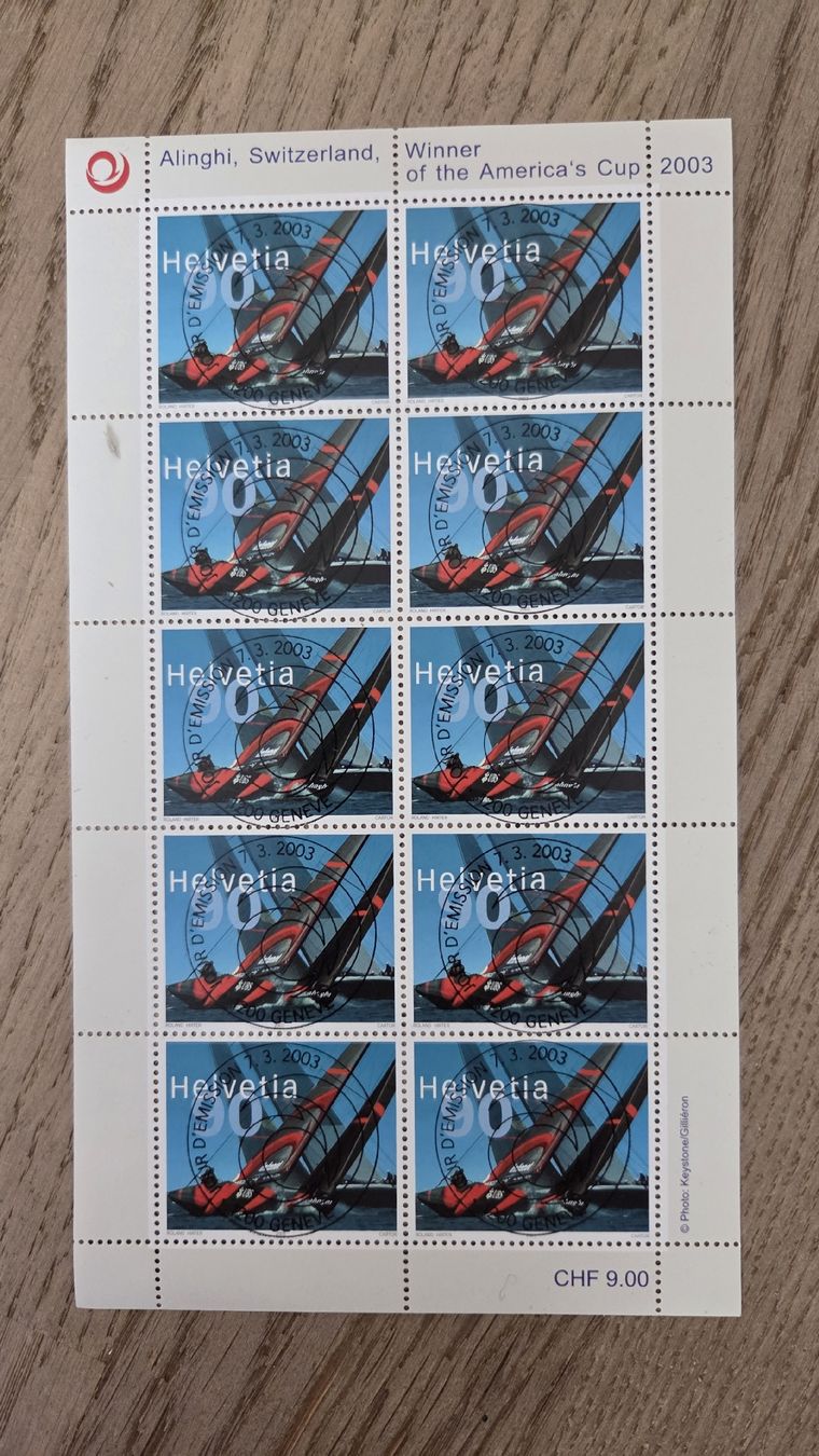 Tutti i francobolli: 2003 Alinghi Bogen ET Vollstempel – Usato da Arni AG venduto da Moth68