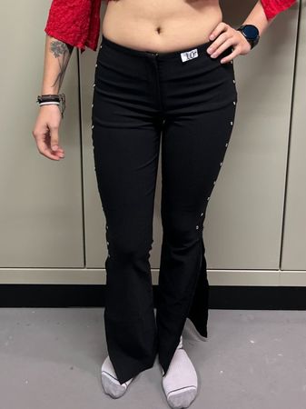 Schwarze Stoffhose Oesen Grösse 38 mit Schlitz elegant