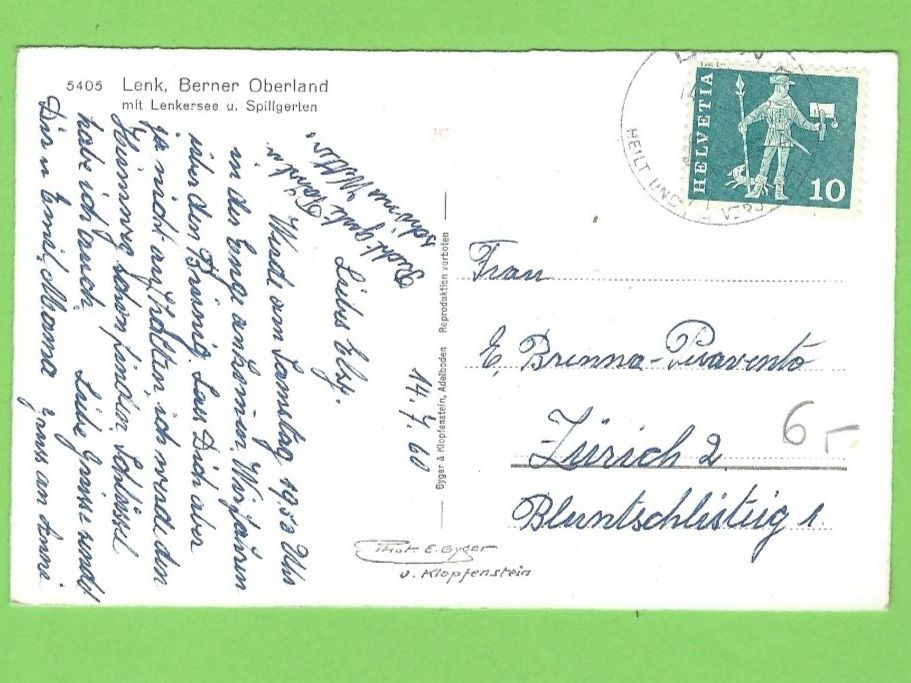 Cartoline postali: Lenk mit Lenkersee u. Spillgerten – Usato da Zürich venduto da t24_de 1