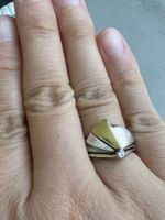 Vintage 925 Silber Ring mit Gold & Diamanten: 56-57