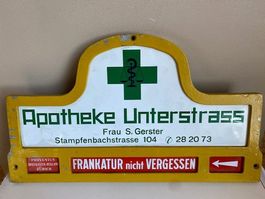 Altes Apotheken-Schild "Unterstrasse" Emaille