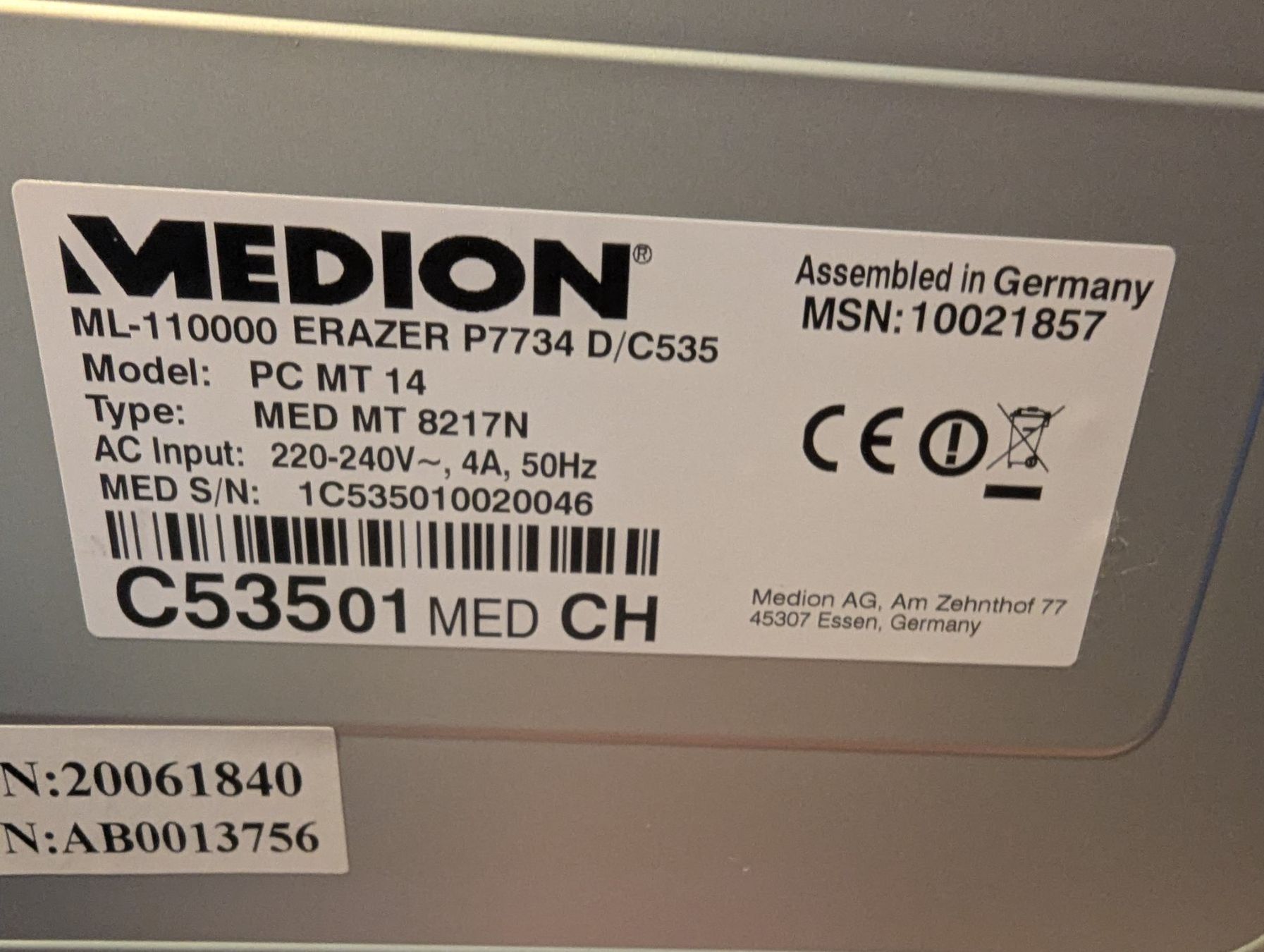 PC: PC Medion Erazer P7734 D/C535 Ryzen 7 – Usato da Uzwil venduto da Lfrey 2