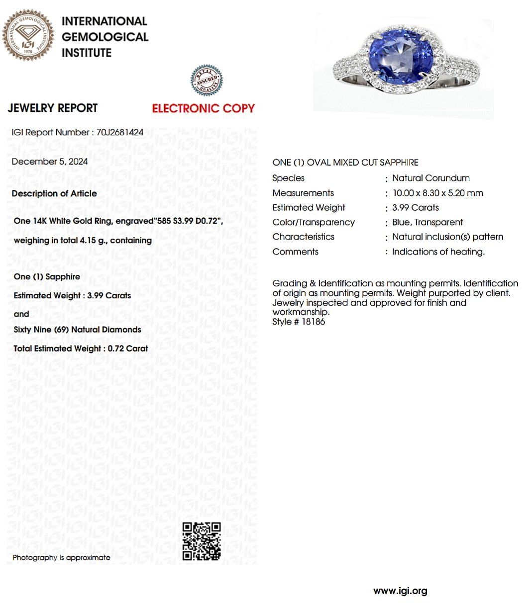 Anelli: Saphir-Ring 14k Weissgold 3,99ct – Nuovo e nell'imballaggio originale da Illnau venduto da Juwelier_Mahler_GmbH 4