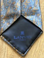 Cravate Lanvin Paris, motifs cachemire bleus et dorés