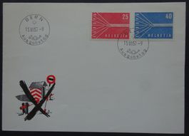 FDC Europa 1957, ZNr. 332 + 333, SBK 110.00