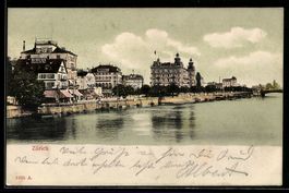 Zürich, Uferpanorama vom Wasser aus, Tu