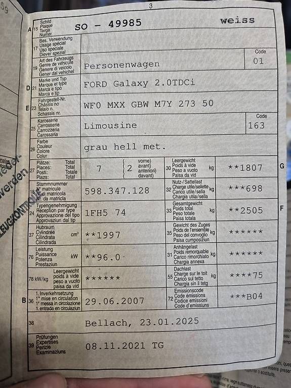 Automobili: Ford Galaxy 7 Plätz Diesel Schalter Export – Usato da Schwadernau venduto da MS90s 4