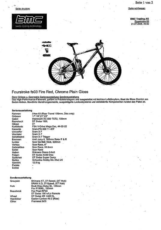 BMC Vélos: BMC Mountainbike Fourstroke fs03 Fire red – D'occasion à Uetikon am See par oriet2009 4