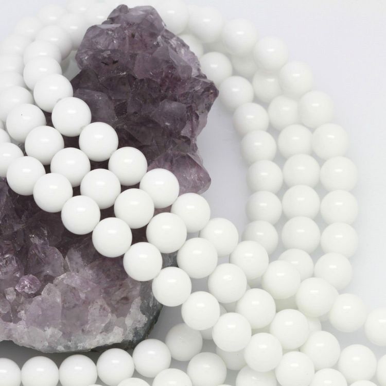 32 Natürliche Weiße Achat-Perlen 12mm - Rundperlen Für Schmuckherstellung