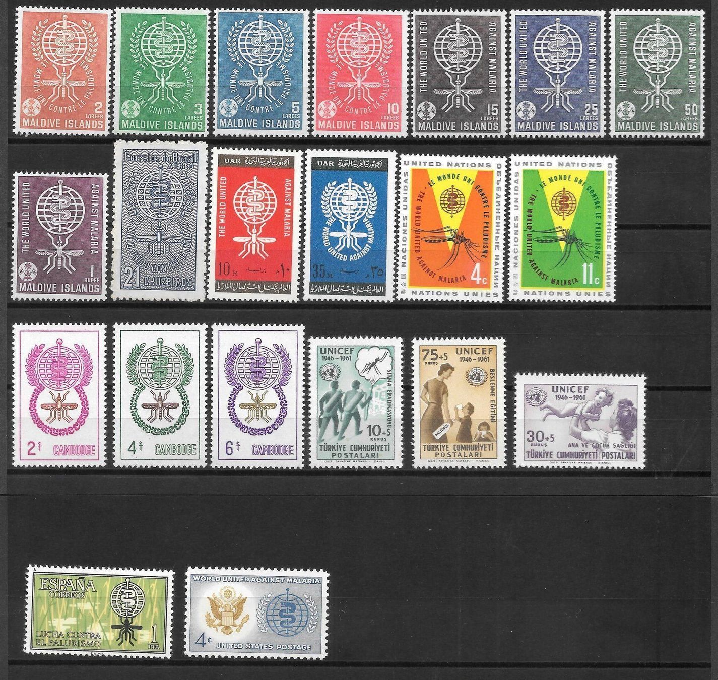 Alle Briefmarken: Lot 21 Werte Kampf der Malaria ** – Neu (gemäss Beschreibung) aus Olten von clotaldi