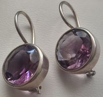 Boucles d'oreilles en argent 800,et Améthyste. 