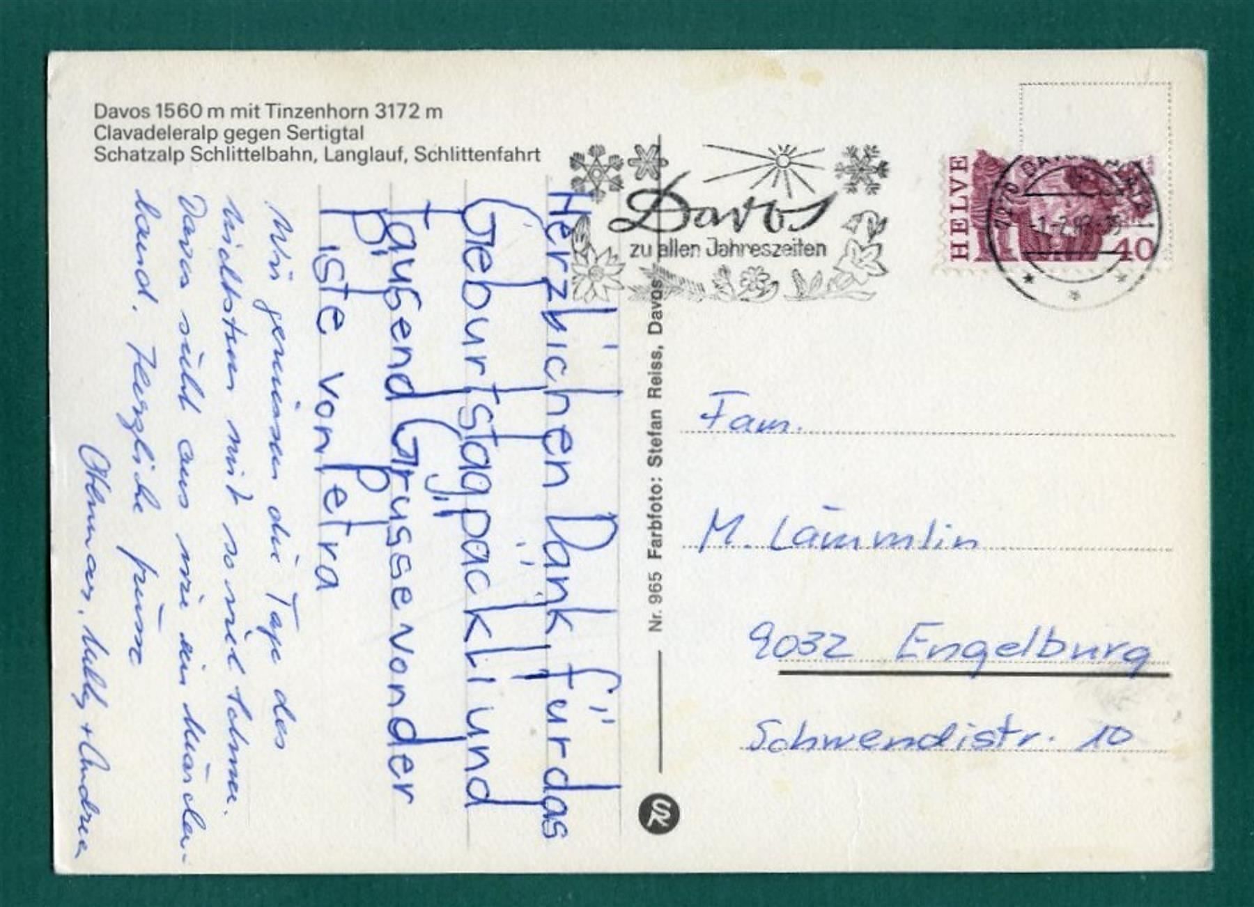 Cartoline postali: Davos, 5-Bilderkarte, 1982, gelaufen, Grossformat – Usato da Sargans venduto da Hausi1951 1