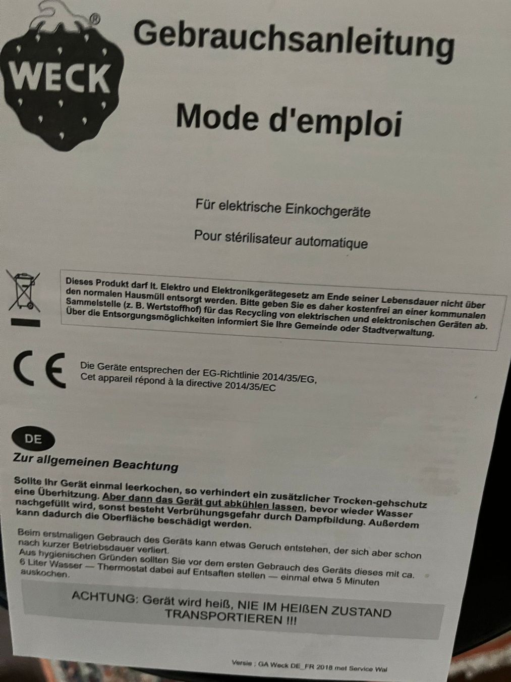 Elettrodomestici da cucina: Weck WAT 25A Einkochautomat Edelstahl – Usato da Staufen venduto da Fleby84 1