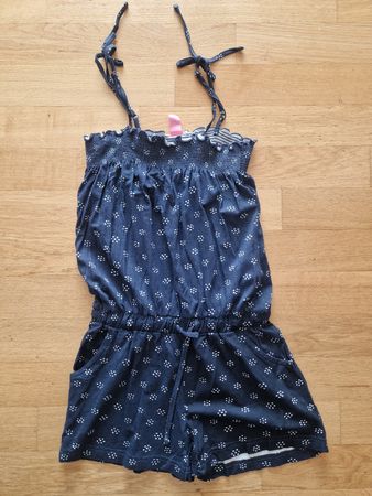 Combishort d'été fille 12 ans, motif fleuri, bleu