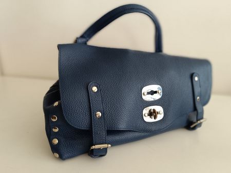 Italienische Ledertasche königblau