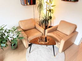 2x Echtledersessel beige