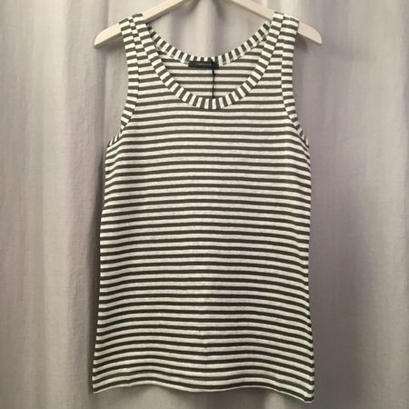 GWhite Top Leinen Mix Jersey gestreift taupe weiss Gr 40