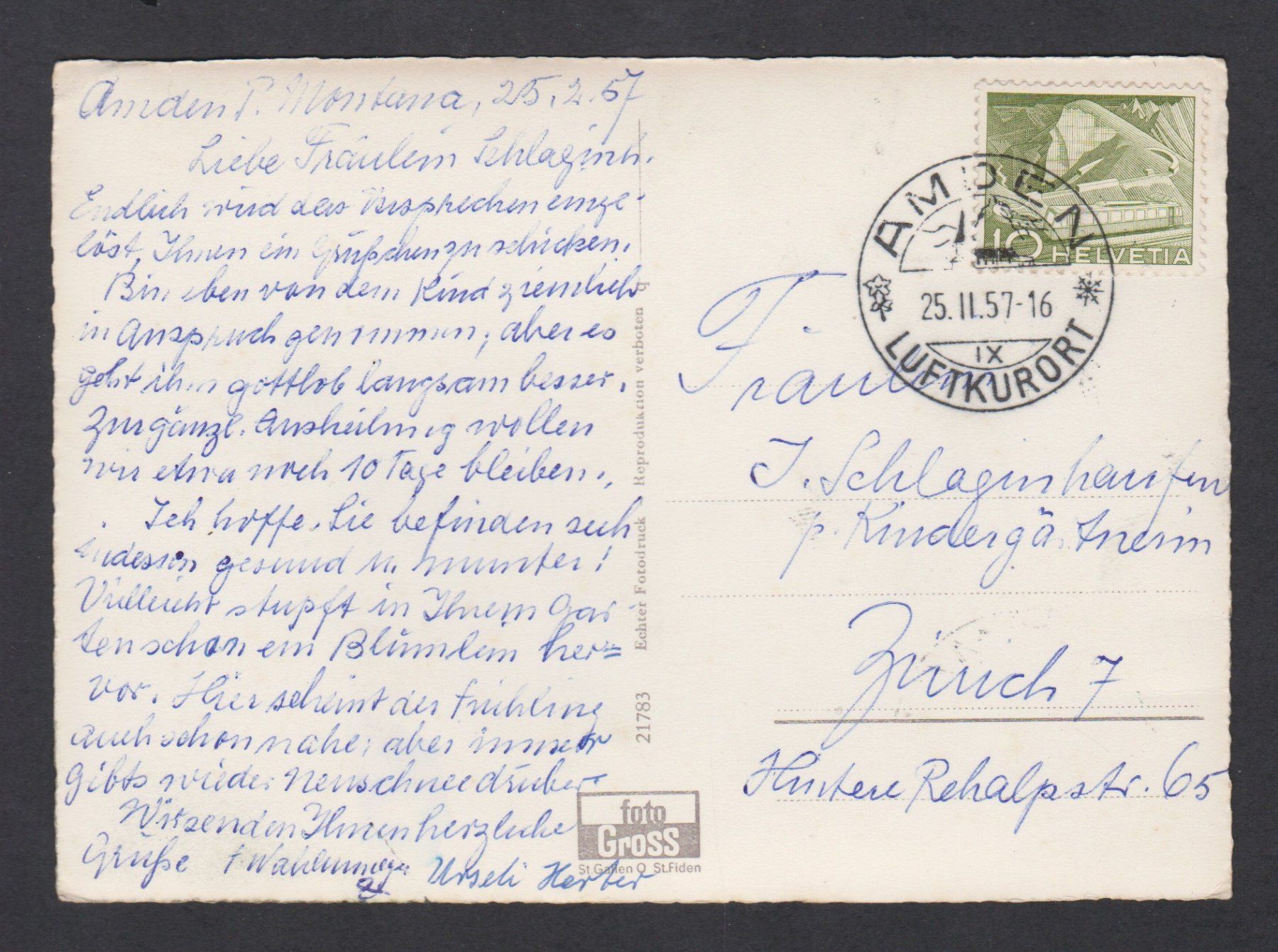 Cartoline postali: Amden   SG   :   alte Ansichtskarte um 1957 – Usato da Vitznau venduto da Ropaku 1