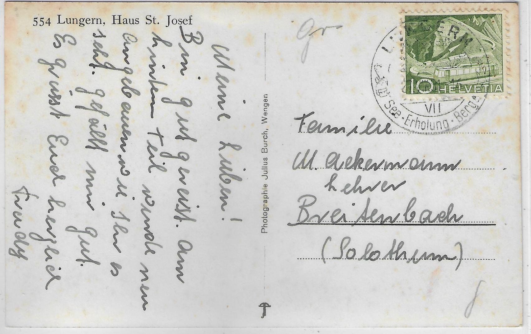 Cartoline postali: Lungern - Haus St. Josef – Usato da Ettingen venduto da Kartenplanet 1