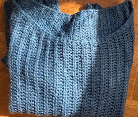 Pull en laine bleu/vert XL