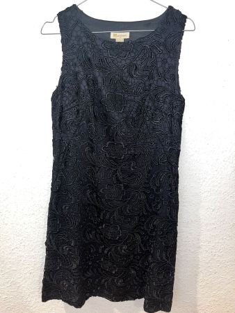 Monsoon black lace overlay knee length dress size:12/40