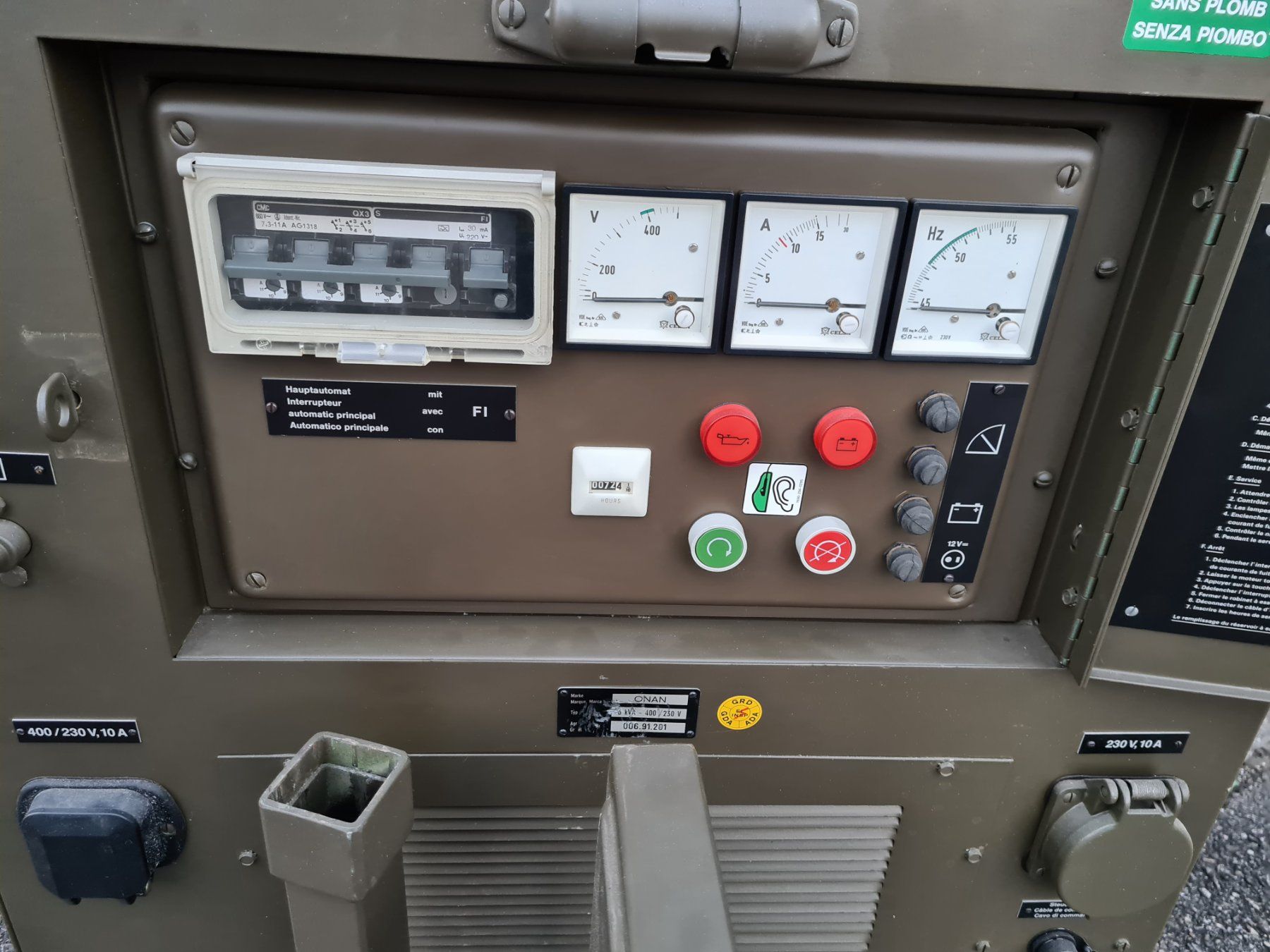 Generatori di corrente: Onan 6kvA Notstromgenerator – Usato da Rüti b. Büren venduto da giruno 2