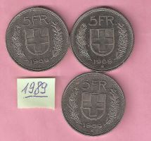 top RAR 1989 Fr. 5.- mit vertiefter Randschrift