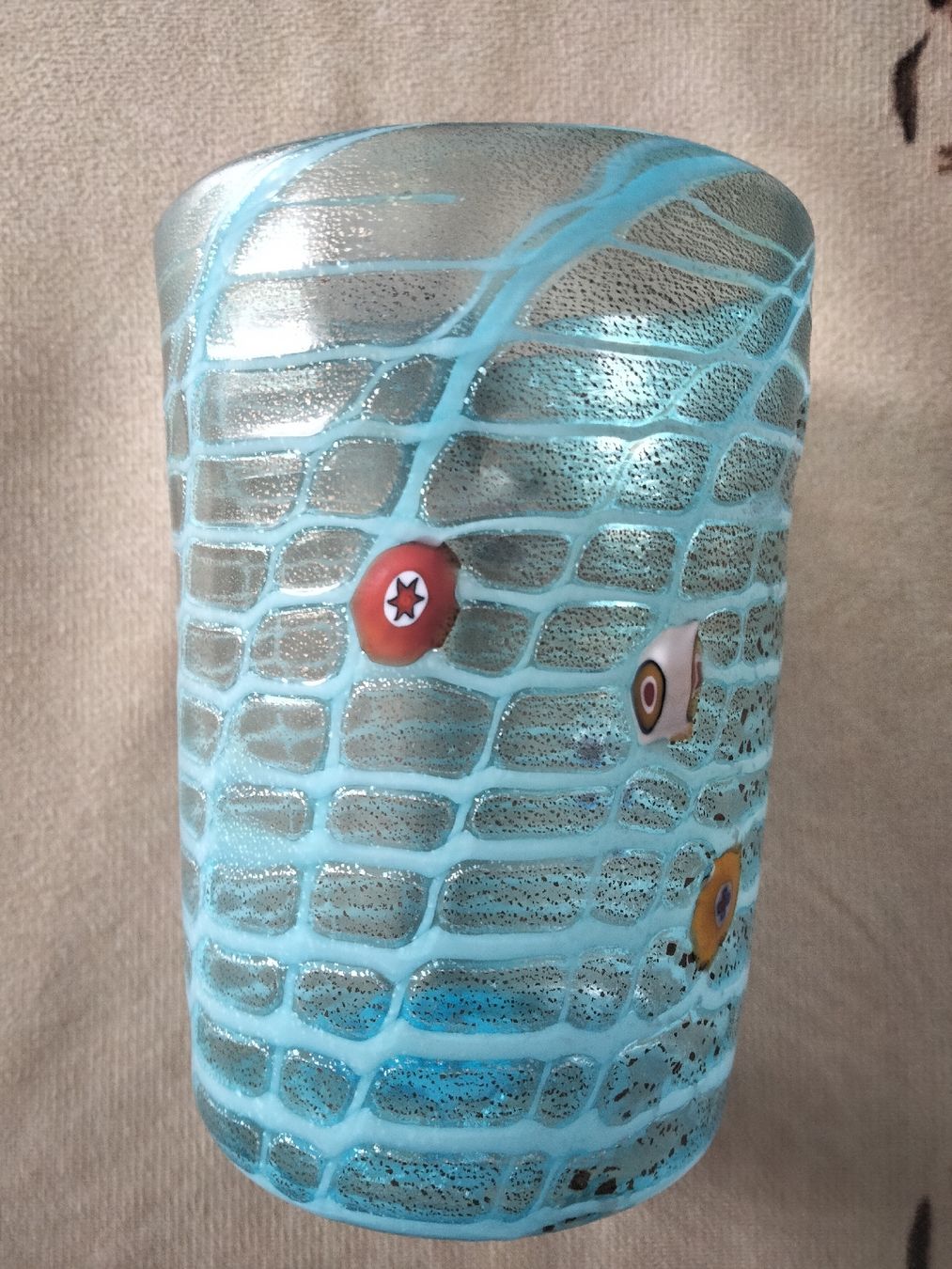 Murano Gläser: Wasser Glas Murano Millefiori eisblau  – Neu (gemäss Beschreibung) aus Küsnacht ZH von turtlehouse