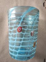 Wasser Glas Murano Millefiori eisblau 