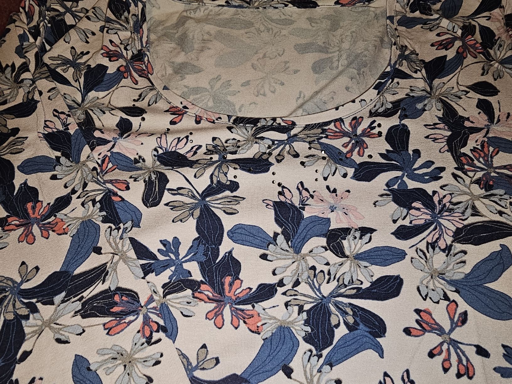 Bonita Top: Langarm-Basic, rosa mit Blumen & Blättern, Bonita, L – Nuovo (secondo la descrizione) da Heiden venduto da Taronia 2