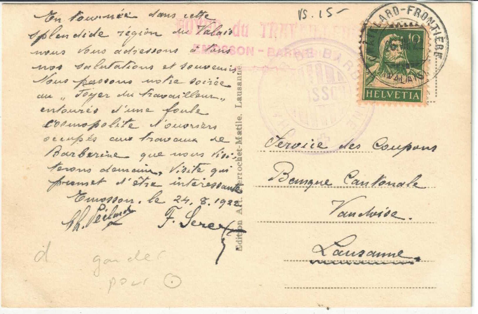 Cartoline postali: Aux Emossons sur le chemin de Barberine - animee – Usato da Ettingen venduto da Kartenplanet 1