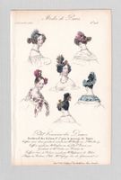 MODE, HUT, HÜTE, FRISUR, BIEDERMEIER, LITHOGRAPHIE 1834