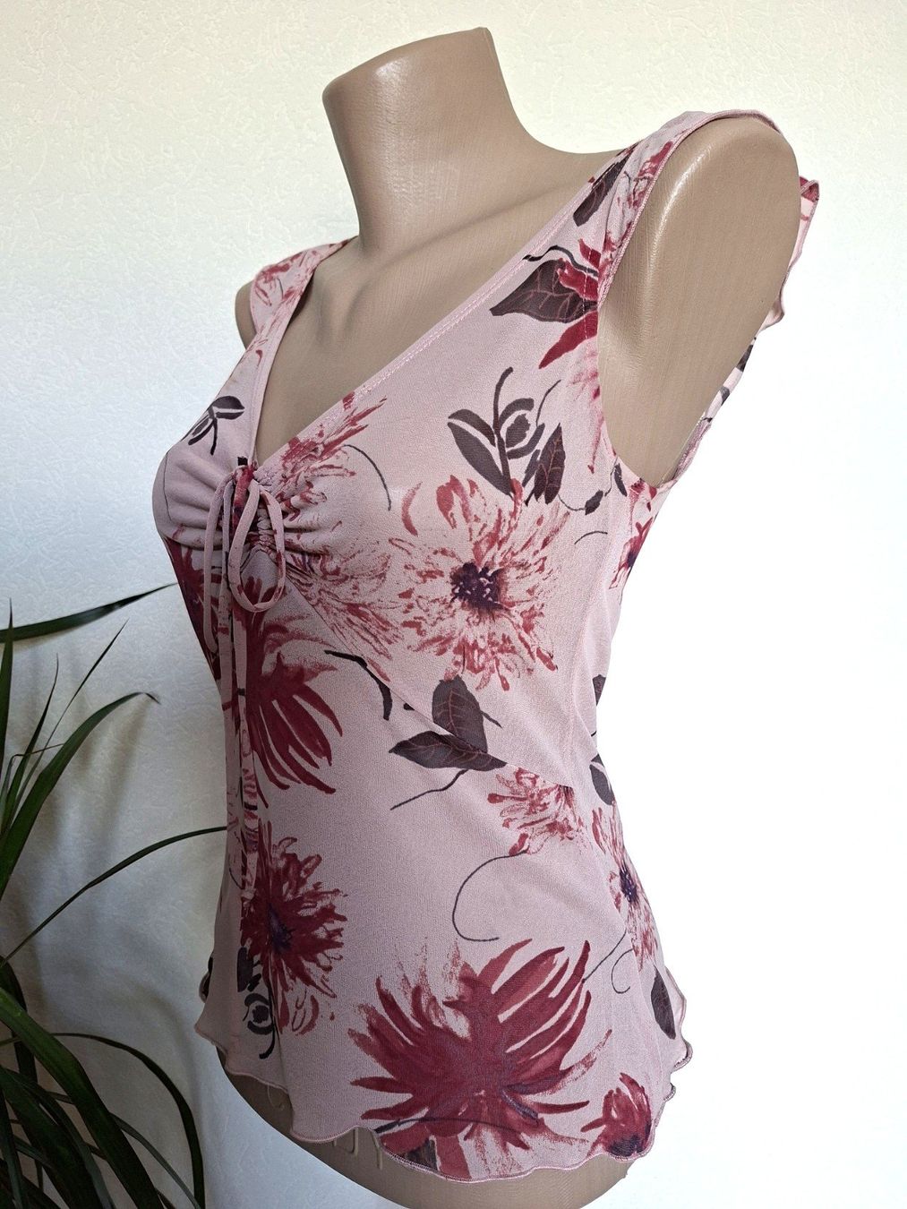 Top: Top drapé rose fleuri – Taille S – Usato da boudry venduto da Let_20