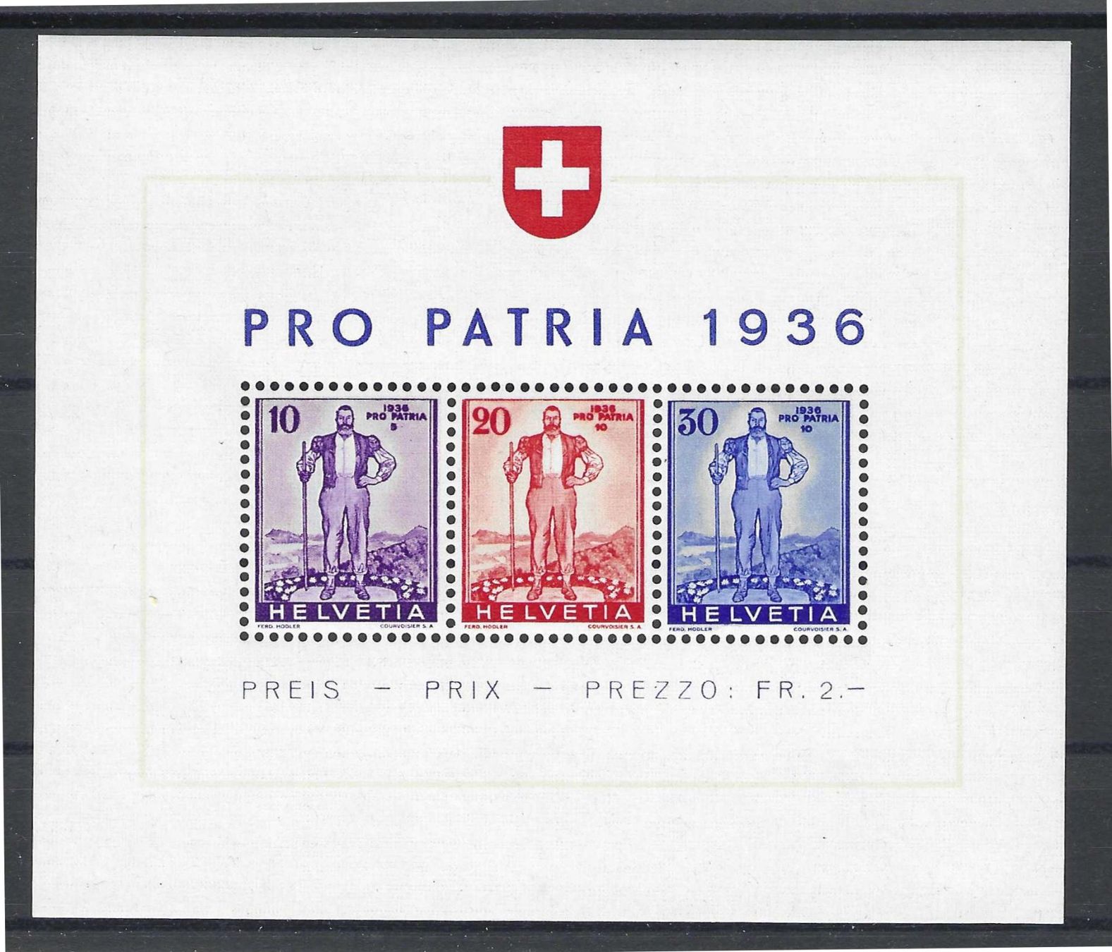 Alle Briefmarken: Pro Patria Block 1936 postfrisch – Gebraucht aus Wildhaus von Brunphil