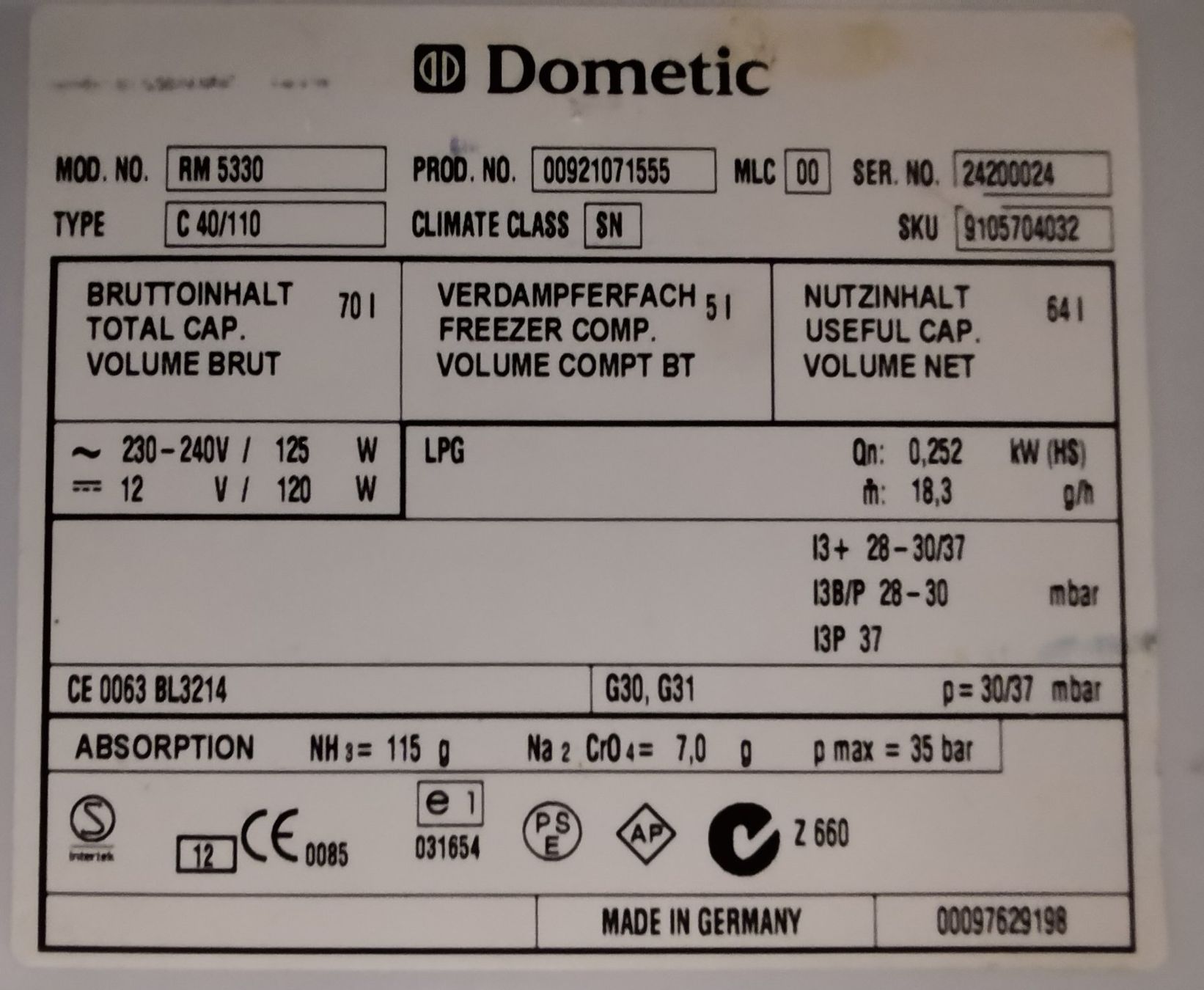 Frigoriferi: Camper Kühlschrank Dometic RM 5330 – Usato da Malters venduto da AndreLU082 5
