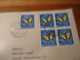 Briefsatz Pro Juventute 1954, 4erblocks, gelaufen