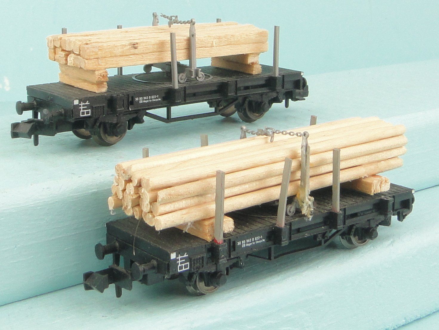 Trix Modellini di ferrovie: Fleischmann Spur N 2 X Holztransporter – Usato da Bülach venduto da Albitrain