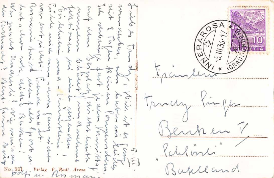 Cartoline postali: NEU: Ansichtskarte INNER-AROSA 1936, ab 1.-- – Usato da Lufingen venduto da SchnaeppliCorner 1