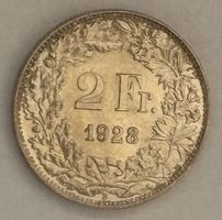 2Fr. 1928 vorz+stgl., fast unzirkuliert, seltene Gelegenheit