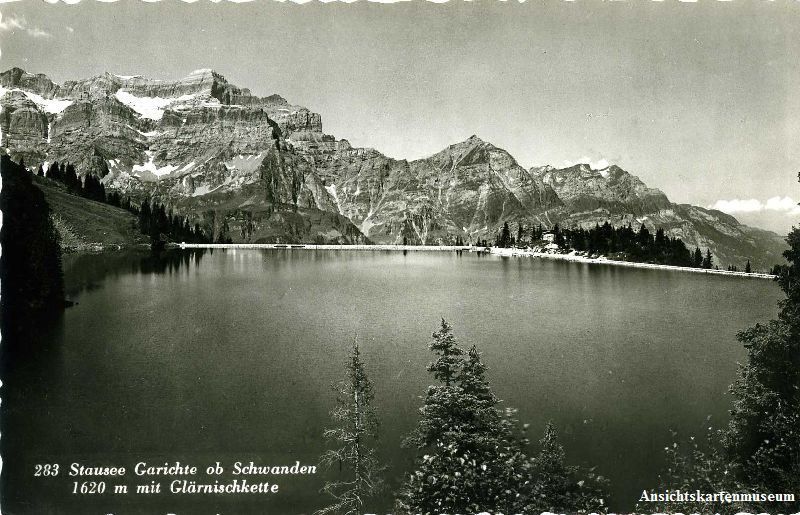 Cartoline postali: Stausee Garichte - ob Schwanden + c1950 – Usato da Emmenbrücke venduto da teestube