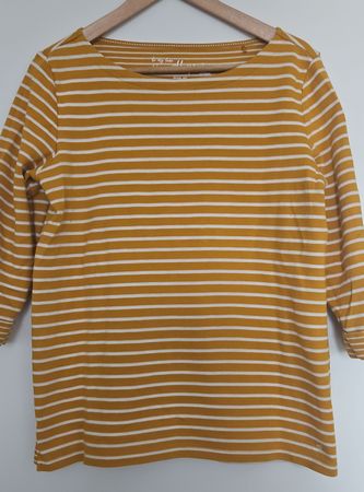 Gestreiftes Damen T-Shirt in Senfgelb, Grösse M, Herbstlook