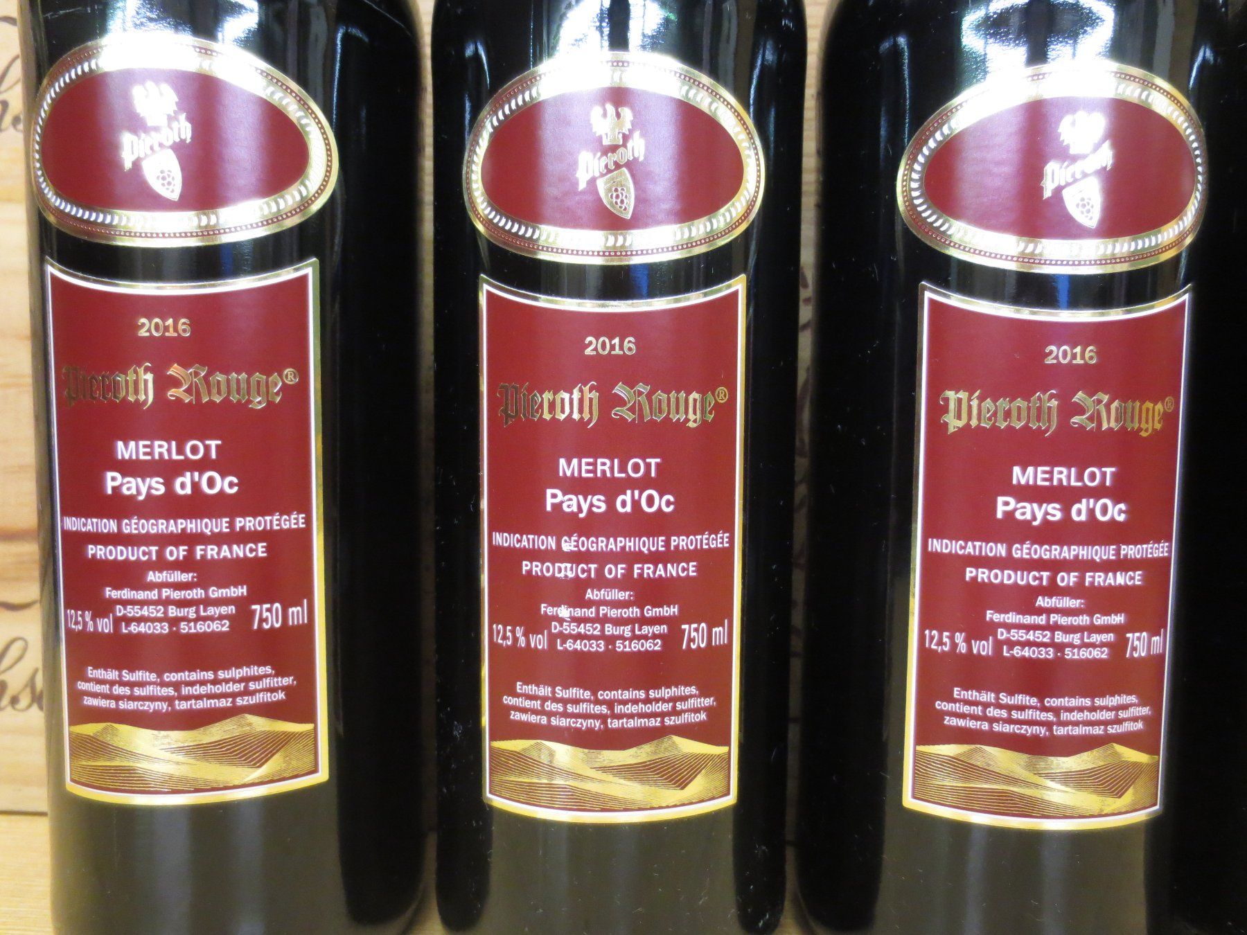 6 Fl. Pieroth Rouge Merlot 2016 (37) (Neu (gemäss Beschreibung 