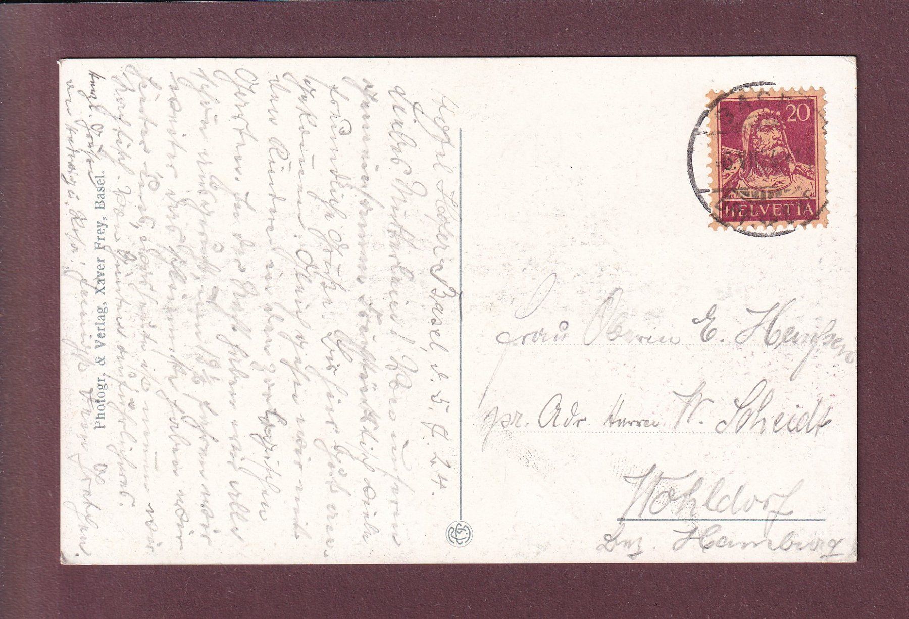Cartoline postali: BASEL - Botanischer Garten - 1924 – Usato da Pully venduto da nicecards 1